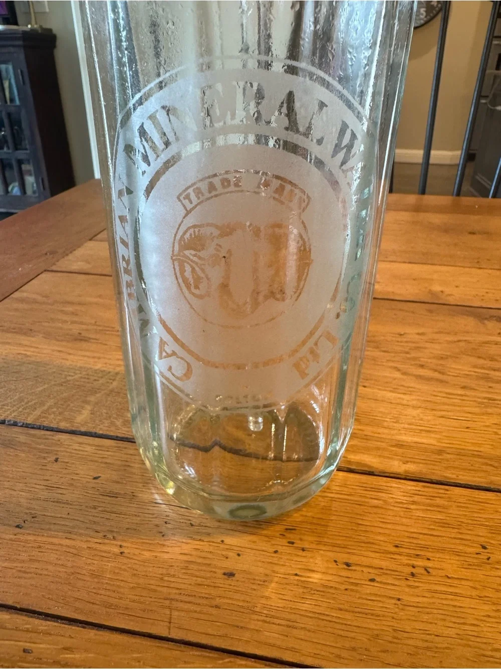 Vintage Cambrian Mineral Water Glass Seltzer Bottle from Bolton England